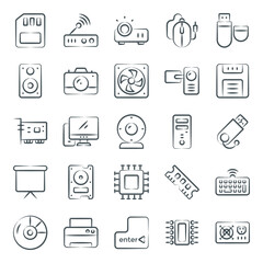 
Computer Hardware Icons in Modern Linear Style Pack 
