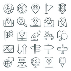 
Direction and Navigation Icons in Editable Linear Style 

