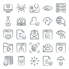 
Cyber Security Icons in Modern Line Style 
