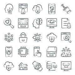 
Online Security Icons in Modern Line Style 
