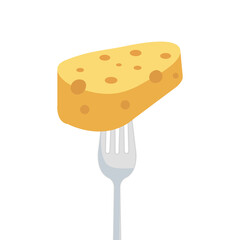 cheese on fork design, dairy breakfast and food theme Vector illustration