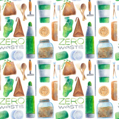 Seamless pattern elements zero waste with the name