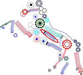 Technological horse created for electronic system awareness illustration.