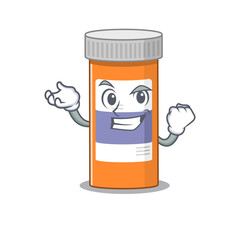 A caricature design concept of pills drug bottle with happy face