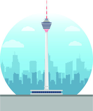 Digital Illustration of Kuala Lumpur Tower in Kuala Lumpur Malaysia
