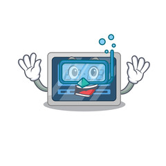 Digital timer mascot design swims with diving glasses