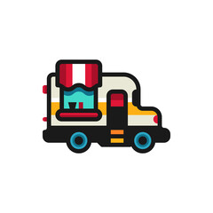 Food truck filled outline icons. Vector illustration. Editable stroke. Isolated icon suitable for web, infographics, interface and apps.