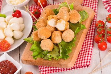 Fried Mozzarella cheese balls.	