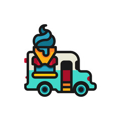 Fototapeta premium Food truck, delivery filled outline icons. Vector illustration. Editable stroke. Isolated icon suitable for web, infographics, interface and apps.