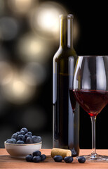 red wine and blueberry heap isolated on blured background