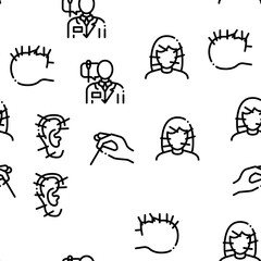Acupuncture Therapy Seamless Pattern Vector Thin Line. Illustrations