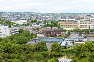 Fototapeta na wymiar Shimabara city view from Shimabara castle in Shimabara, Nagasaki, Japan.