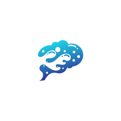 Logo template of brain and water. Simple flat style. Vector logo template ready for use.