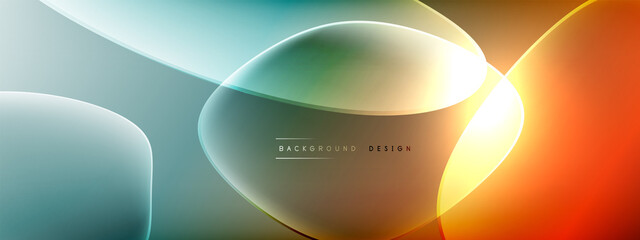 Vector abstract background - liquid bubble shapes on fluid gradient with shadows and light effects. Shiny design template for text