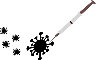 Injection is inserting on corona virus cartoon vector.