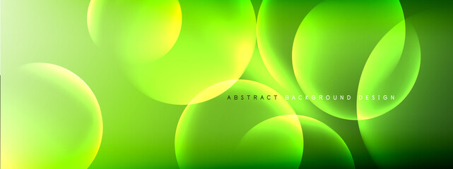 Vector abstract background liquid bubble circles on fluid gradient with shadows and light effects. Shiny design templates for text