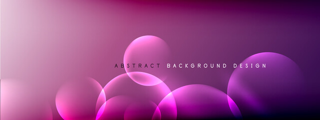 Vector abstract background liquid bubble circles on fluid gradient with shadows and light effects. Shiny design templates for text