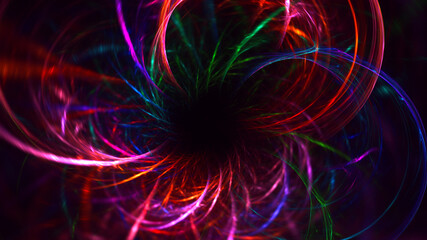 3D rendering abstract multicolor fractal light background