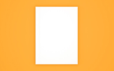 Fototapeta premium Blank book cover template isolated on yellow background. 3D rendering.