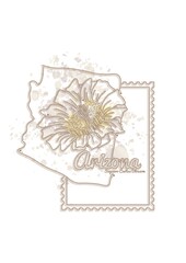 arizona map with flower