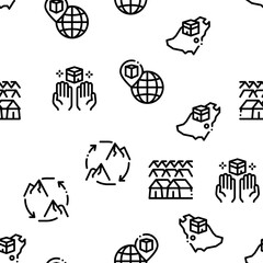 Hajj Islamic Religion Seamless Pattern Vector Thin Line. Illustrations