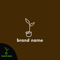 One Line Plant Logo, The plant logo with the concept of one line or monoline style.