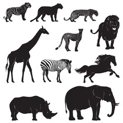 set of wild animal silhouettes