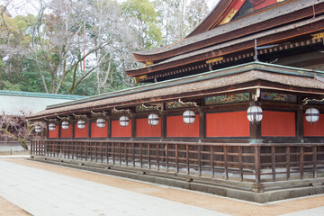 Fototapeta na wymiar Kitano Tenmangu Shrine in Kyoto, Japan. The shrine was built during 947AD by the emperor of the time in honor of Sugawara no Michizane.