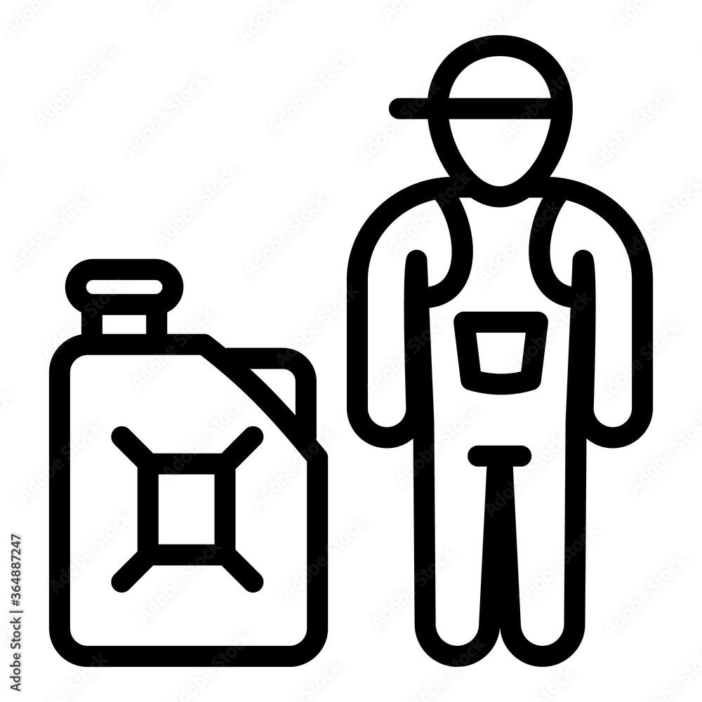 Poster petrol station worker icon. outline petrol station worker vector icon for web design isolated on whi