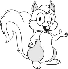 Cute happy squirrel mascot cartoon presenting about your business contents or anything else