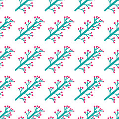 Seamless pattern plant flower abstract. Naive hand drawn design. Ornament for home decor, fabric, textile.