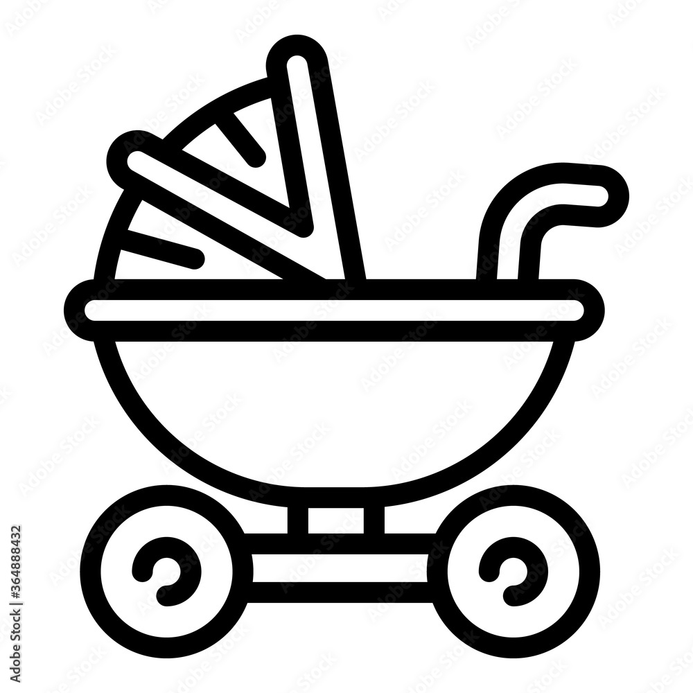 Poster pram icon. outline pram vector icon for web design isolated on white background