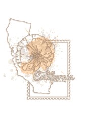 california map with flower