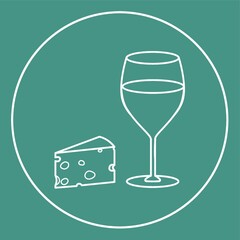 cheese with glass of wine icon