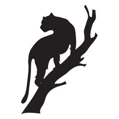 silhouette of tiger on tree
