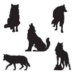 set of wolf silhouettes © captainvector