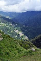 Naklejka premium The characteristic village of Rimella in the mountains of Valsesia