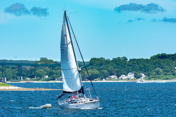 Naklejka premium Sailboat on the ocean 
