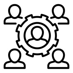 Gear system cohesion icon. Outline gear system cohesion vector icon for web design isolated on white background