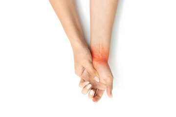 Carpal tunnel. Hand pain in woman injury wrist. Arthritis office syndrome is consequence of...