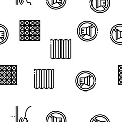 Soundproofing Building Material Seamless Pattern Vector Thin Line. Illustrations