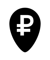 Obraz premium ruble currency money symbol in pin point icon isolated on white, russia ruble money for app symbol, simple flat russian ruble money, currency digital ruble icon for financial concept