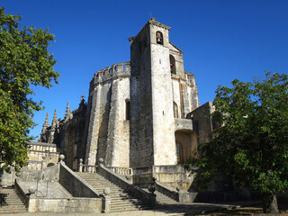 Fototapeta na wymiar View of the round Templar Church of the Convent of the Order of Christ (Convento de Cristo) in Tomar, PORTUGAL