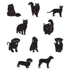 set of pet animal silhouettes