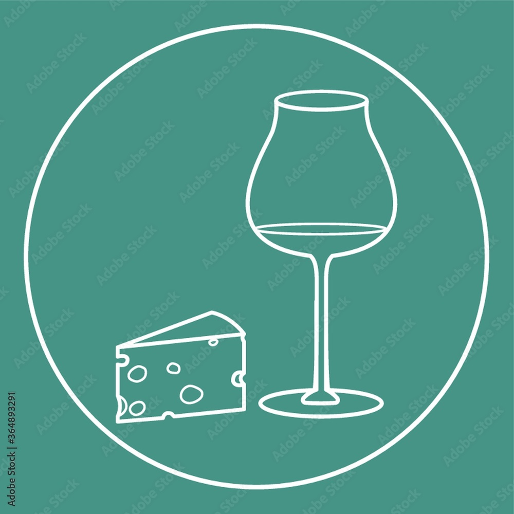 Canvas Prints cheese with glass of wine icon