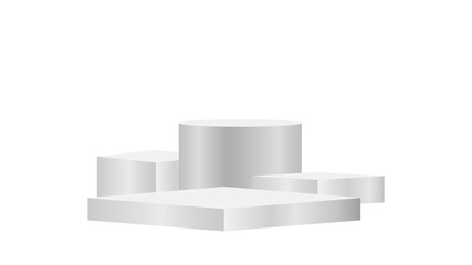 luxury 3d pedestal silver on white background, silver pedestal circle box for cosmetics product display, silver podium stage show for deluxe victory position, ellipse pedestal of product placement