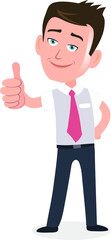 Happy Salesman manager employee worker businessman giving a big thumbs up success