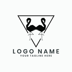 Illustration logo design of flamingo