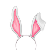 Headband with Long Bunny Ears Isolated on White Background Vector Illustration