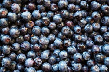 Ripe and fresh blueberries, sweet fruit. Texture and pattern background.